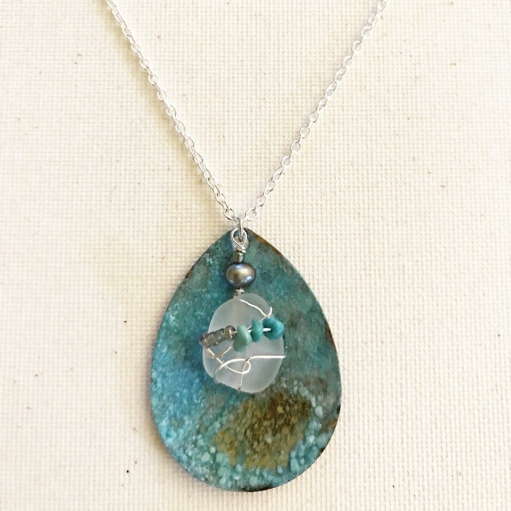 Lure, Sea Glass, Purple Pearl Necklace Ocean Mermaid Sea Fishing Beach Summer